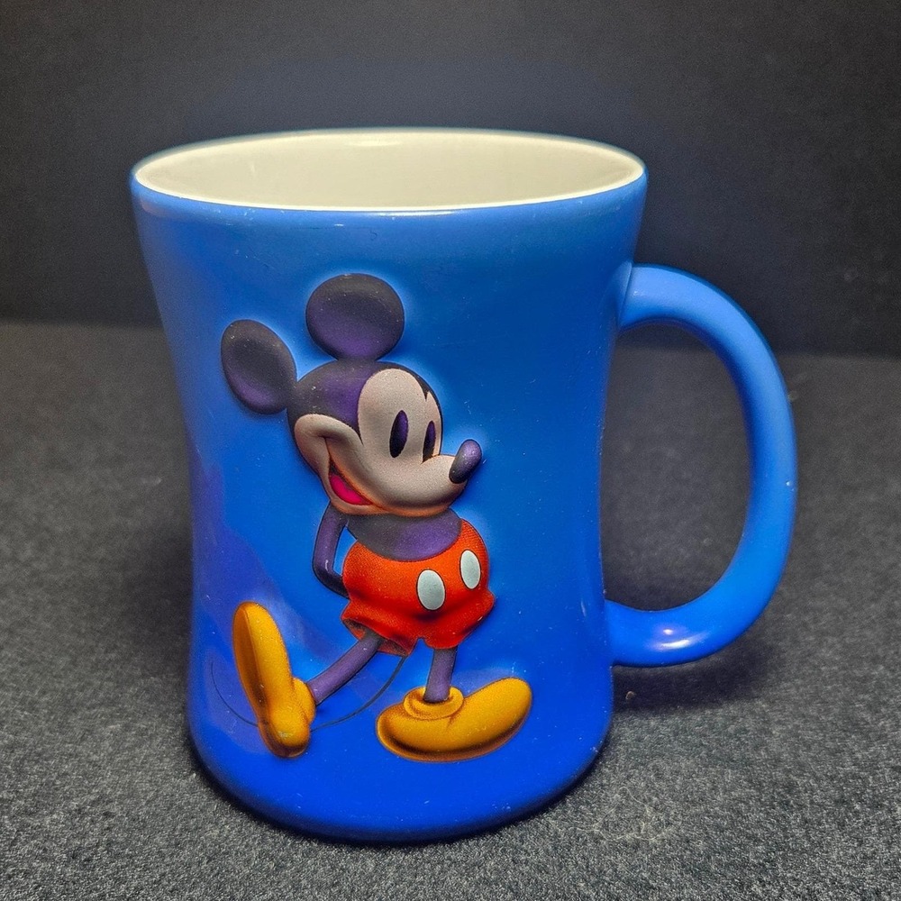 Disneyland Paris Mickey Mouse Blue Embossed 3D Coffee Mug Ceramic Cup Exclusive